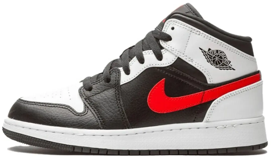 Nike Air Jordan 1 Mid (GS), Black/Chile Red-White, 554725 140, EUR 36