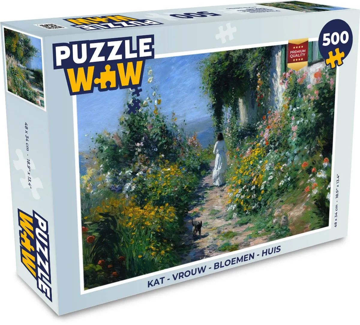 PuzzleWow Kat Vrouw Bloemen Legpuzzel 500 Stuks - MPN 8721406843542