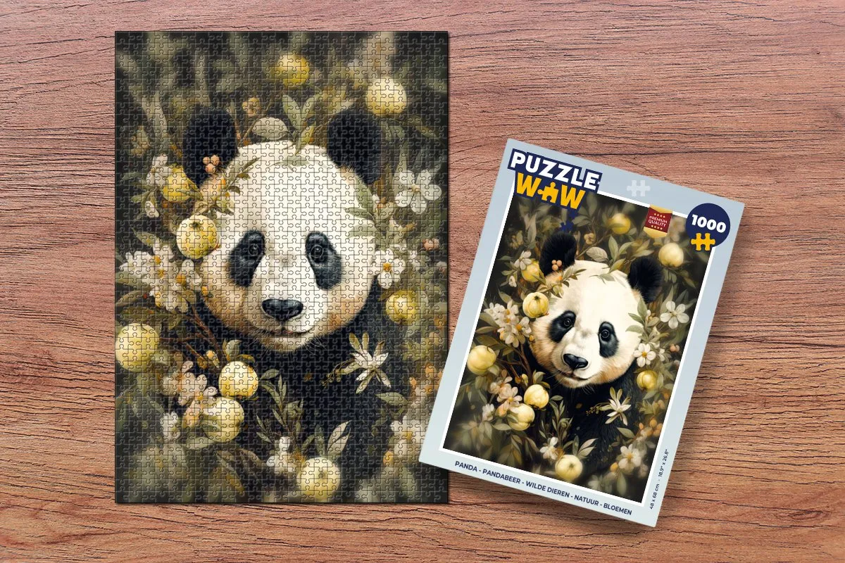 PuzzleWow Puzzel Panda Legpuzzel 1000 Stuks - Multicolor