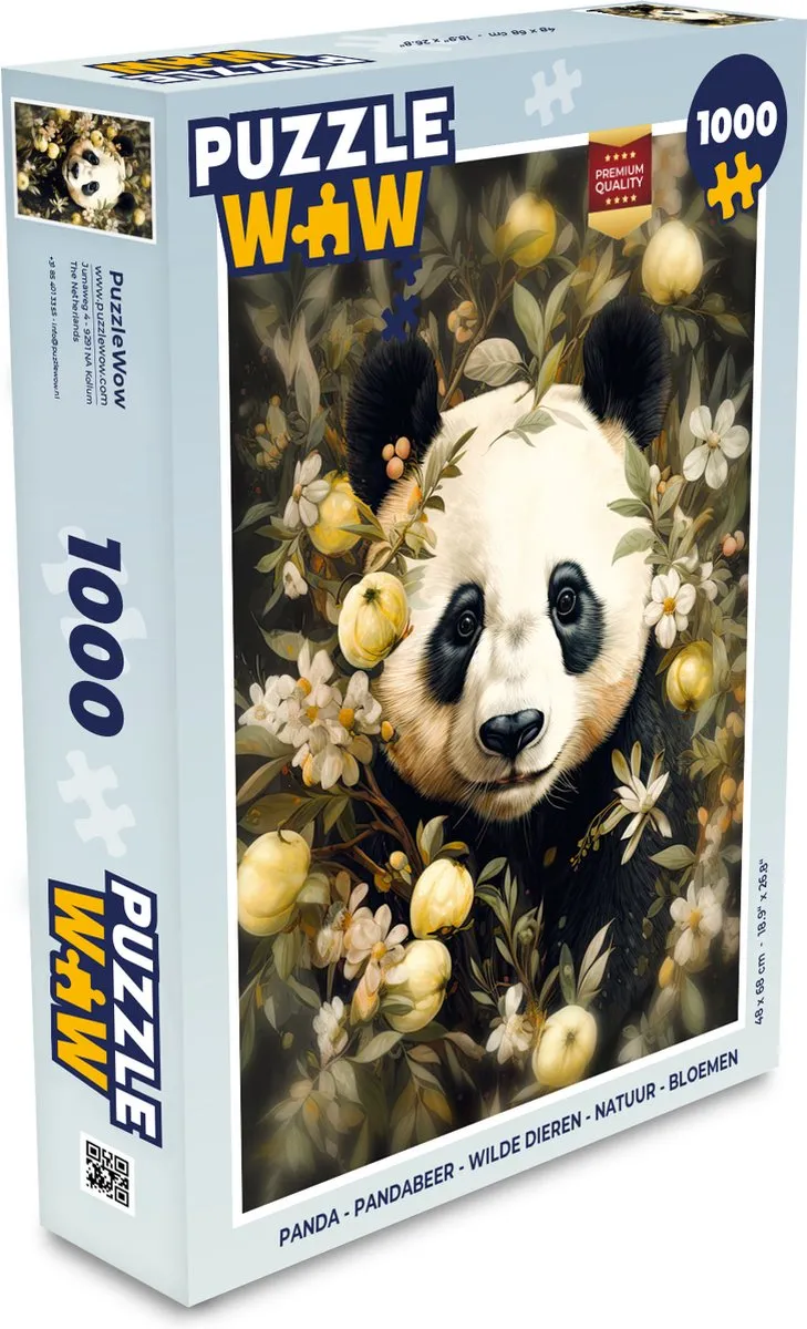 PuzzleWow Puzzel Panda Legpuzzel 1000 Stuks - Multicolor