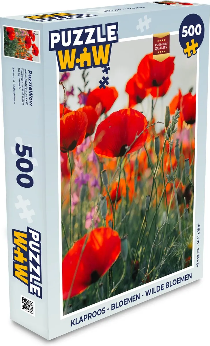 PuzzleWow Klaproos Legpuzzel 500 Stuks - Multicolor