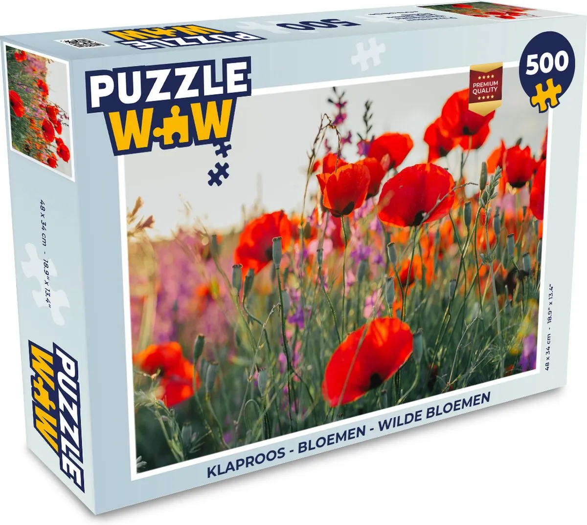 PuzzleWow Klaproos Legpuzzel 500 Stuks - Multicolor