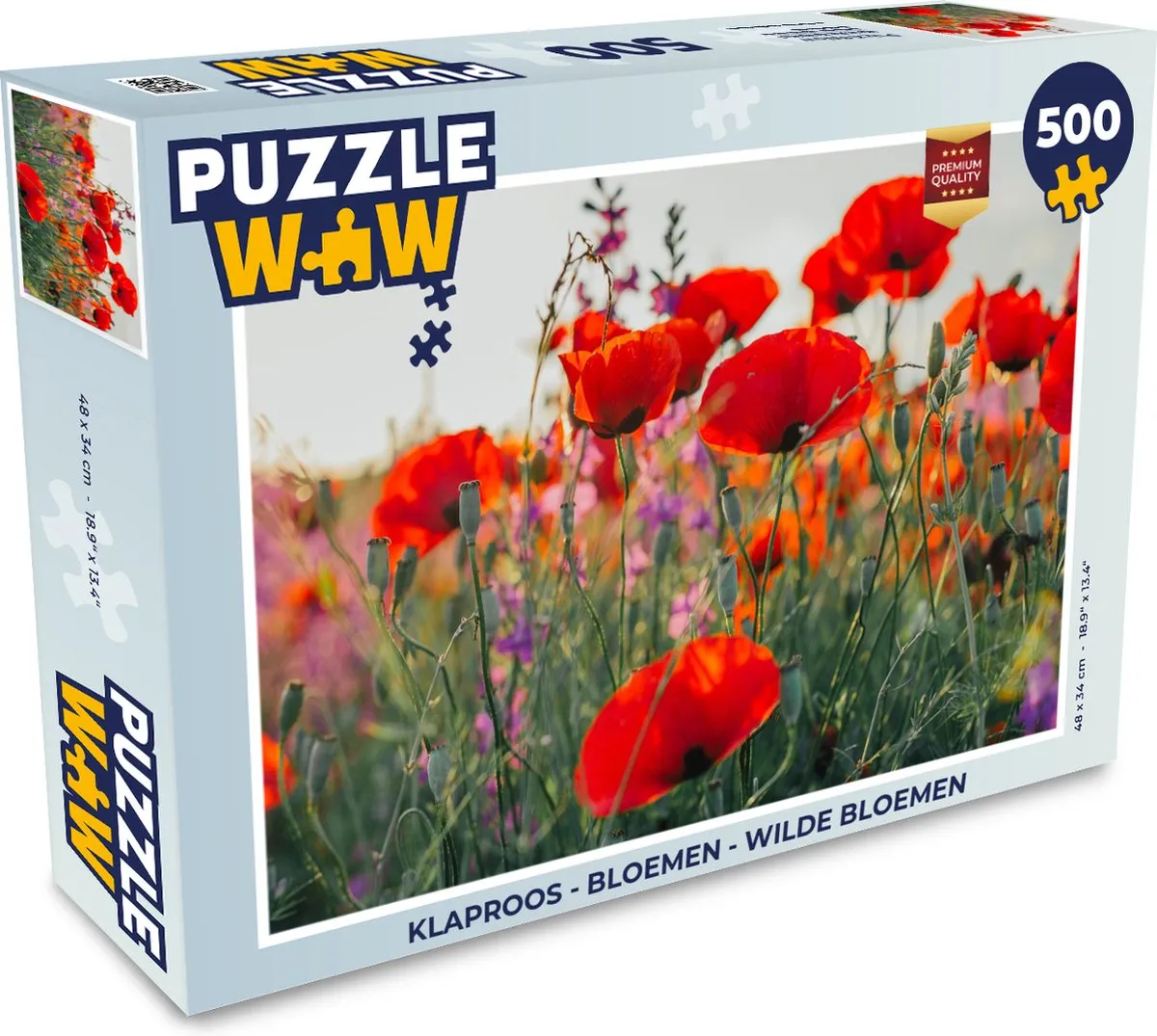 PuzzleWow Klaproos Legpuzzel 500 Stuks - Multicolor