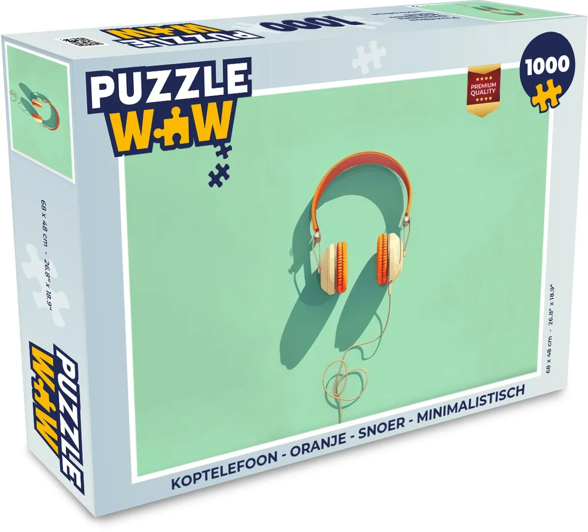 PuzzleWow Koptelefoon - Oranje Snoer - Legpuzzel 1000 Stuks