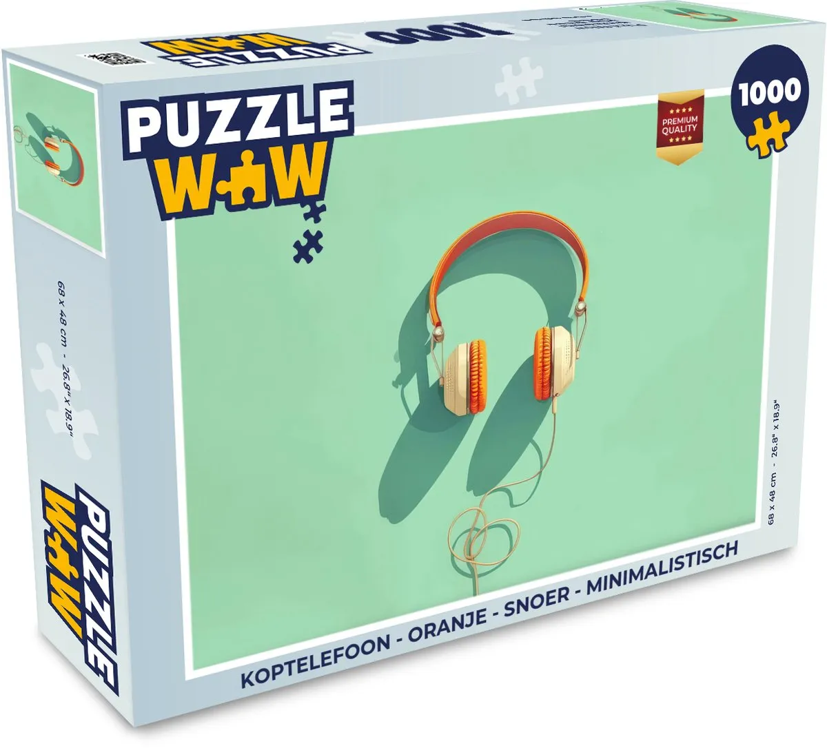 PuzzleWow Koptelefoon - Oranje Snoer - Legpuzzel 1000 Stuks