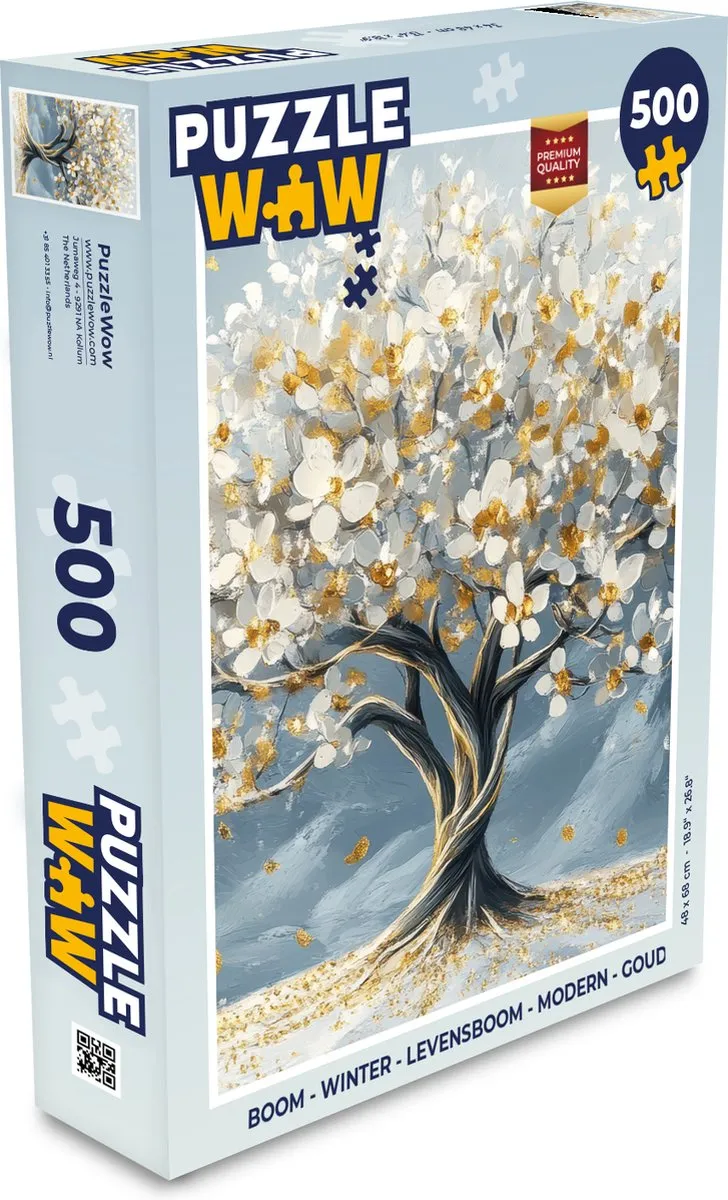 PuzzleWow Boom Winter Levensboom Legpuzzel 500 Stuks - Goud