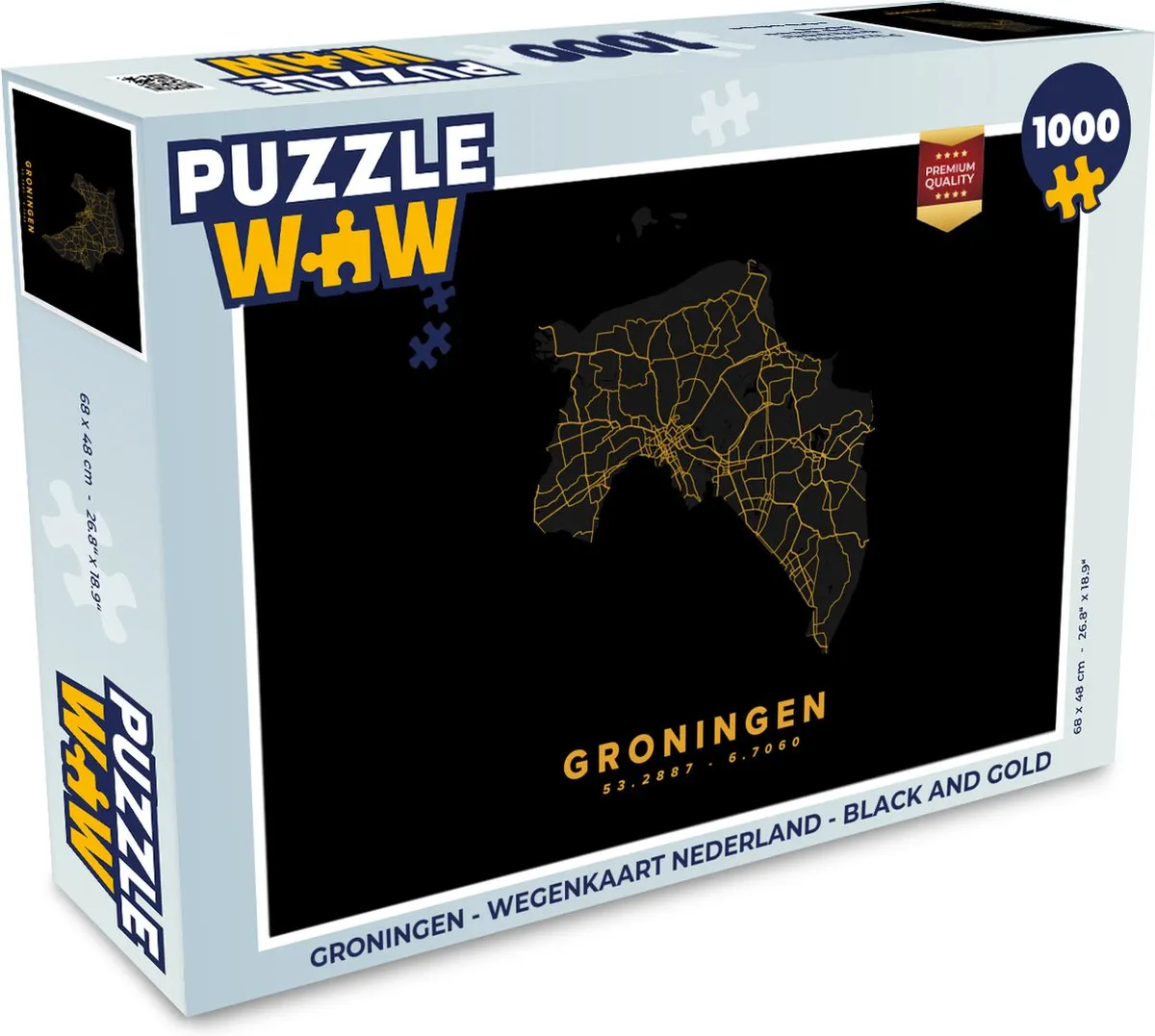 PuzzleWow Groningen Wegenkaart Nederland Legpuzzel 1000 Stuks