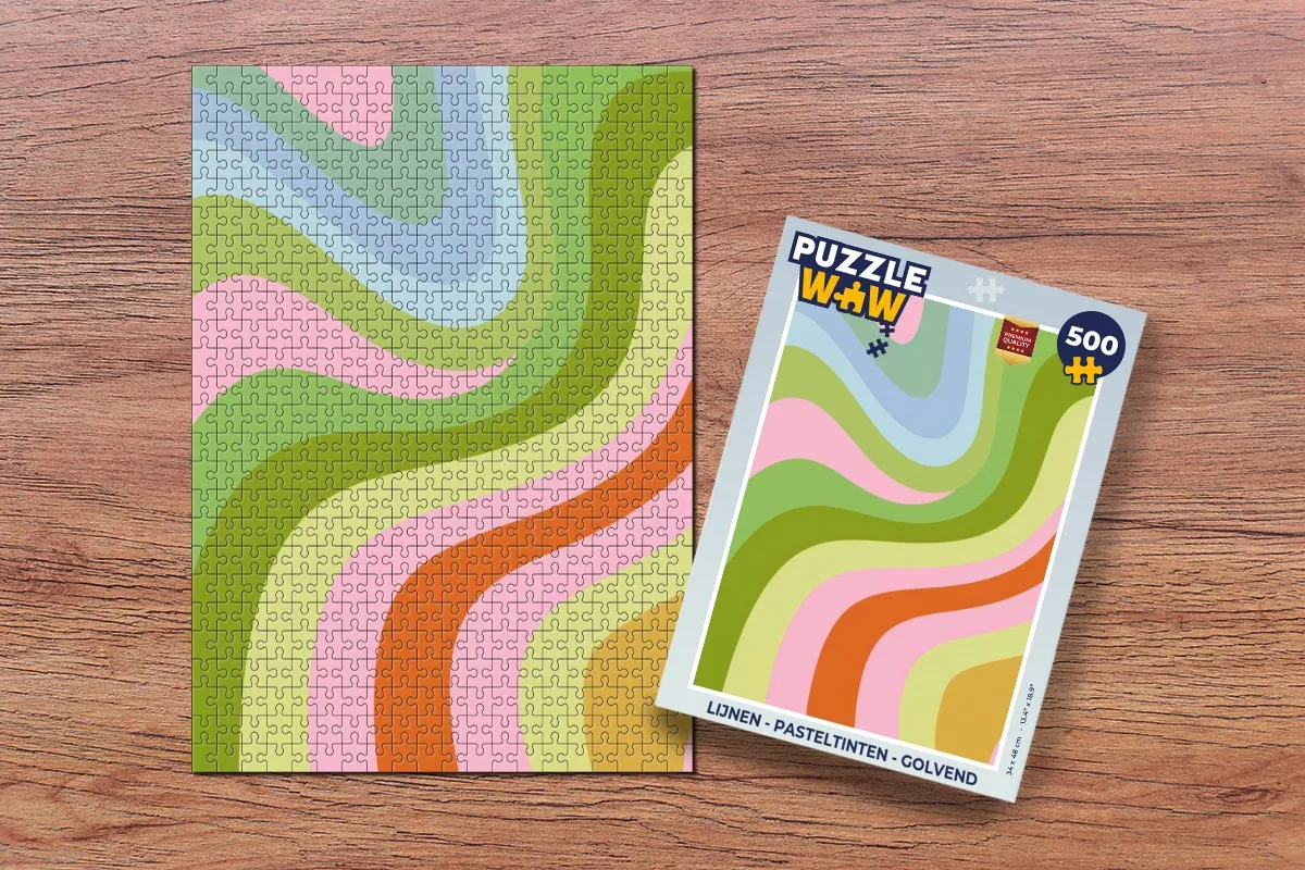 PuzzleWow Lijnen Golvend Legpuzzel 500 Stuks - Pasteltinten