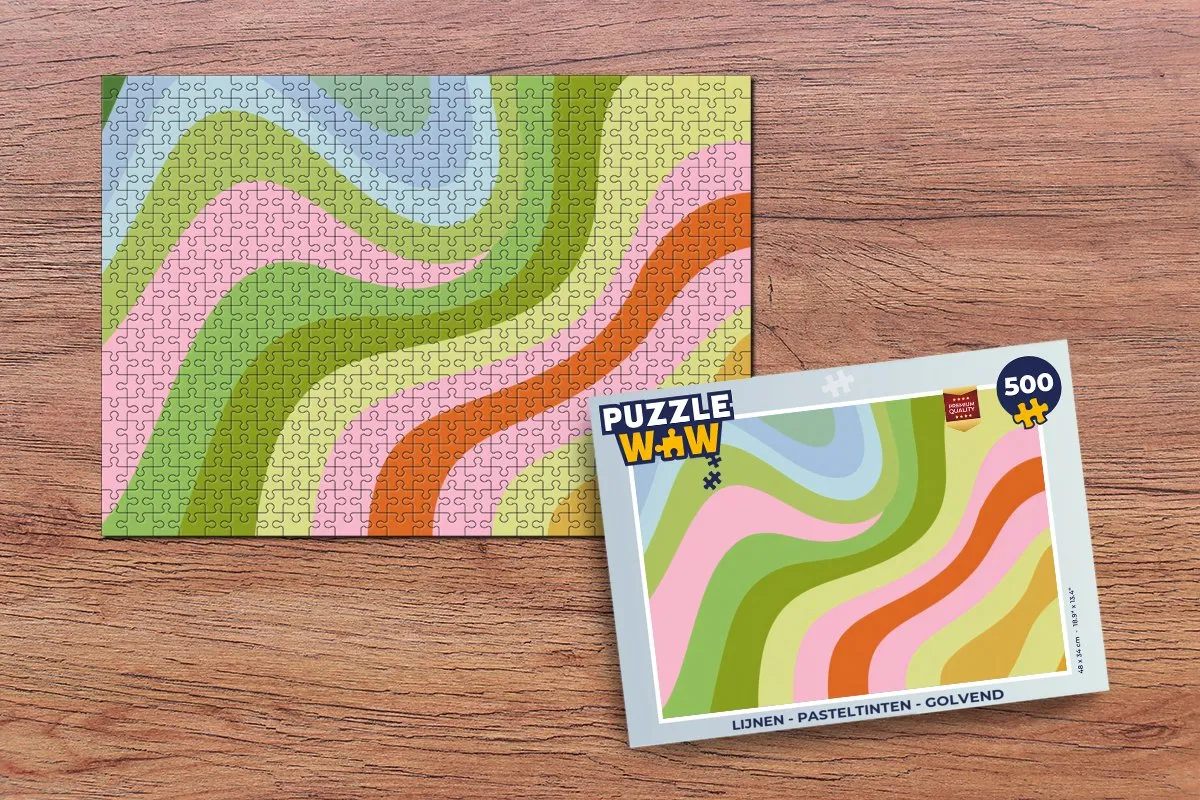 PuzzleWow Lijnen Golvend Legpuzzel 500 Stuks - Pasteltinten