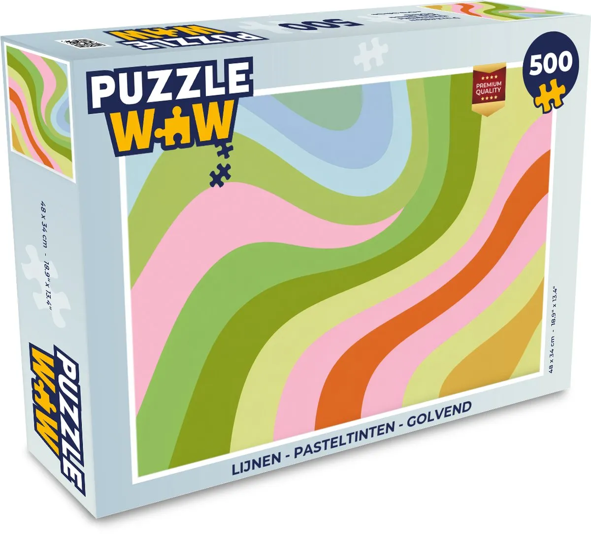 PuzzleWow Lijnen Golvend Legpuzzel 500 Stuks - Pasteltinten