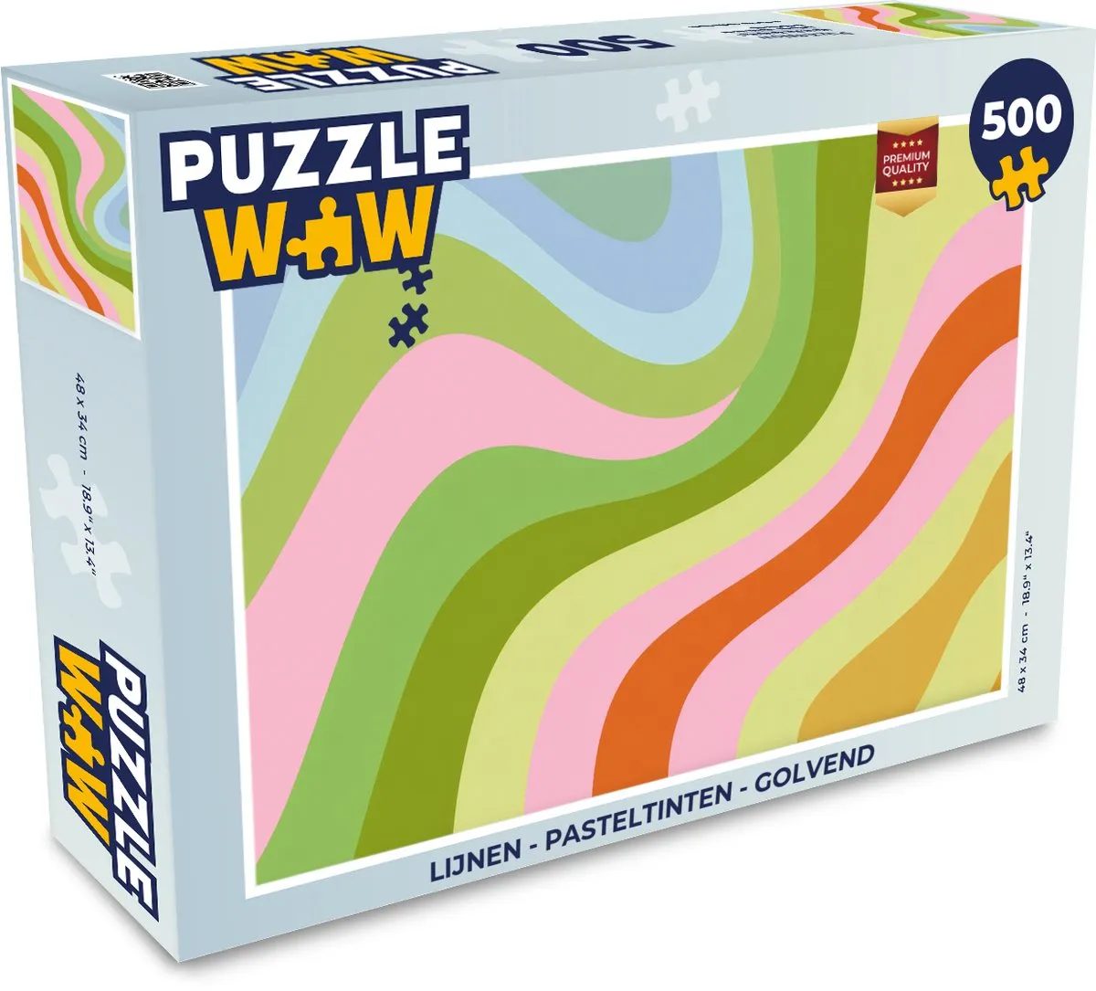 PuzzleWow Lijnen Golvend Legpuzzel 500 Stuks - Pasteltinten