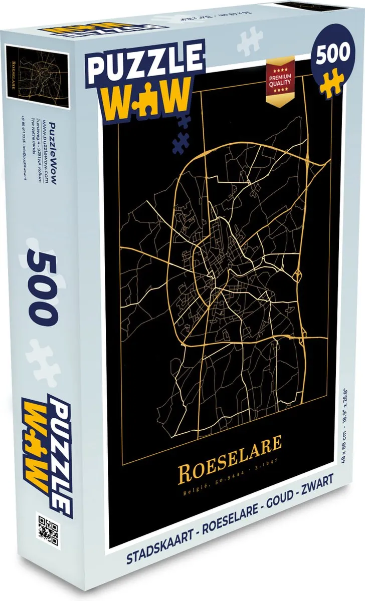 PuzzleWow Stadskaart Roeselare Legpuzzel 500 Stuks