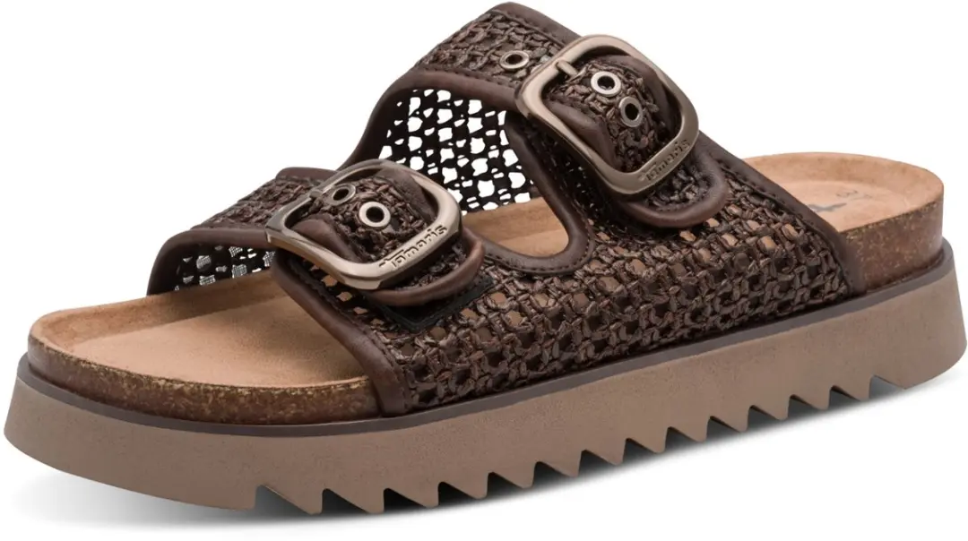 Tamaris damesmuiltjes 1-27516-46-304 Damesschoenen Plateau Veganistisch Donkerbr