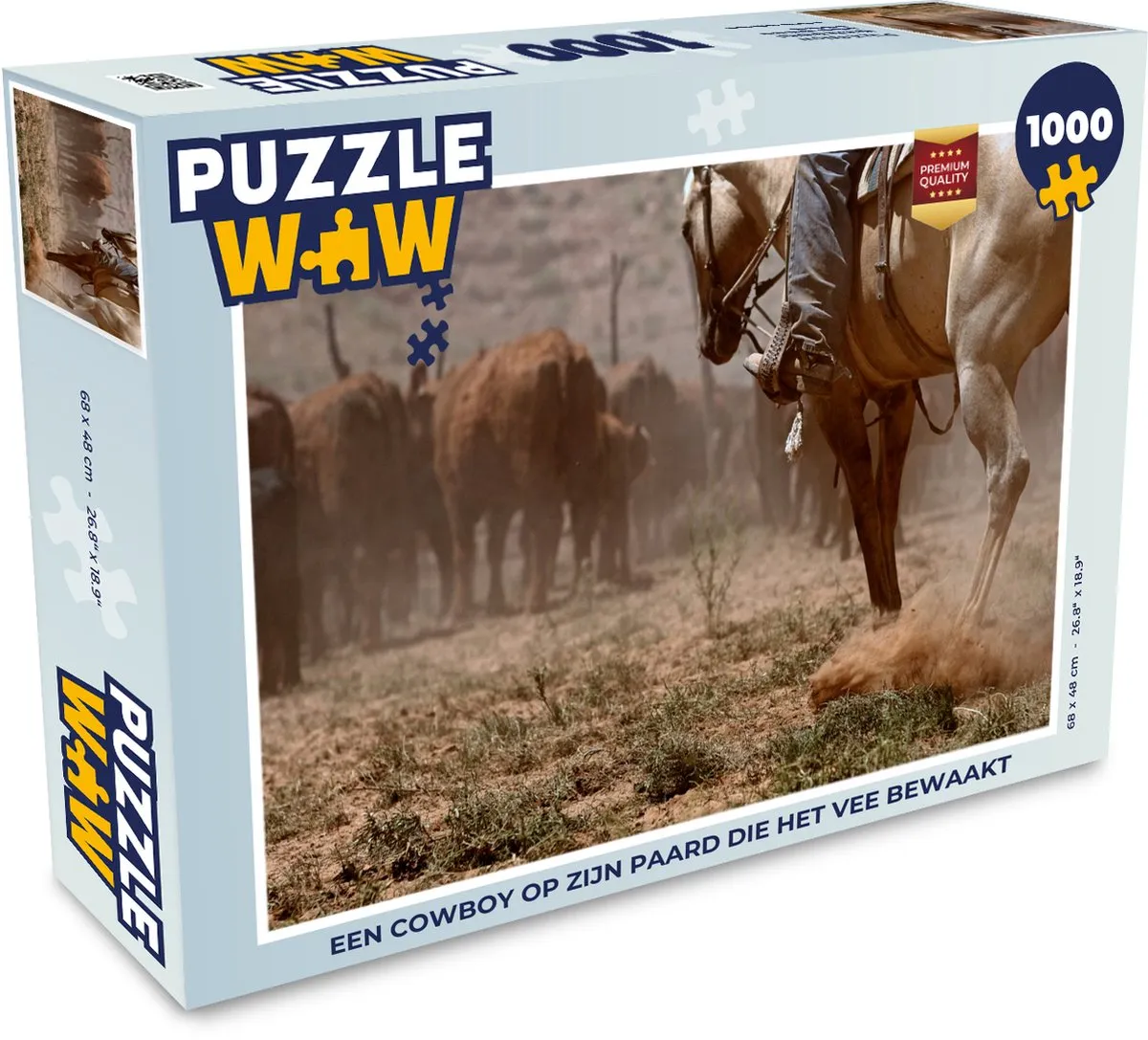 PuzzleWow Legpuzzel Cowboy op Paard 1000 Stuks - Multicolor