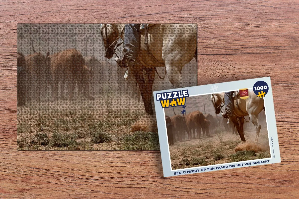 PuzzleWow Legpuzzel Cowboy op Paard 1000 Stuks