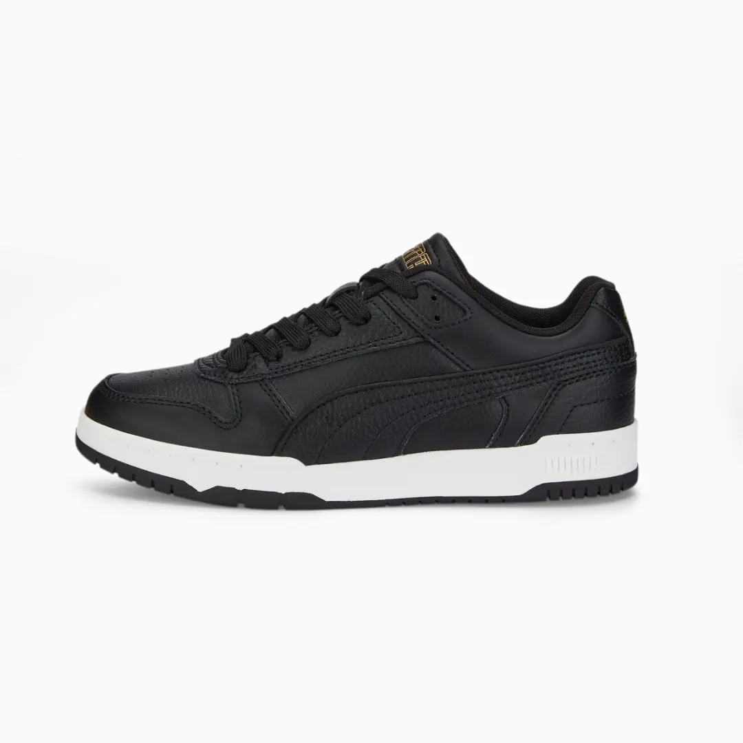 PUMA RBD Game Low Jr Kinder Sneakers - Zwart/Wit/Goud - afbeelding 3 van 6