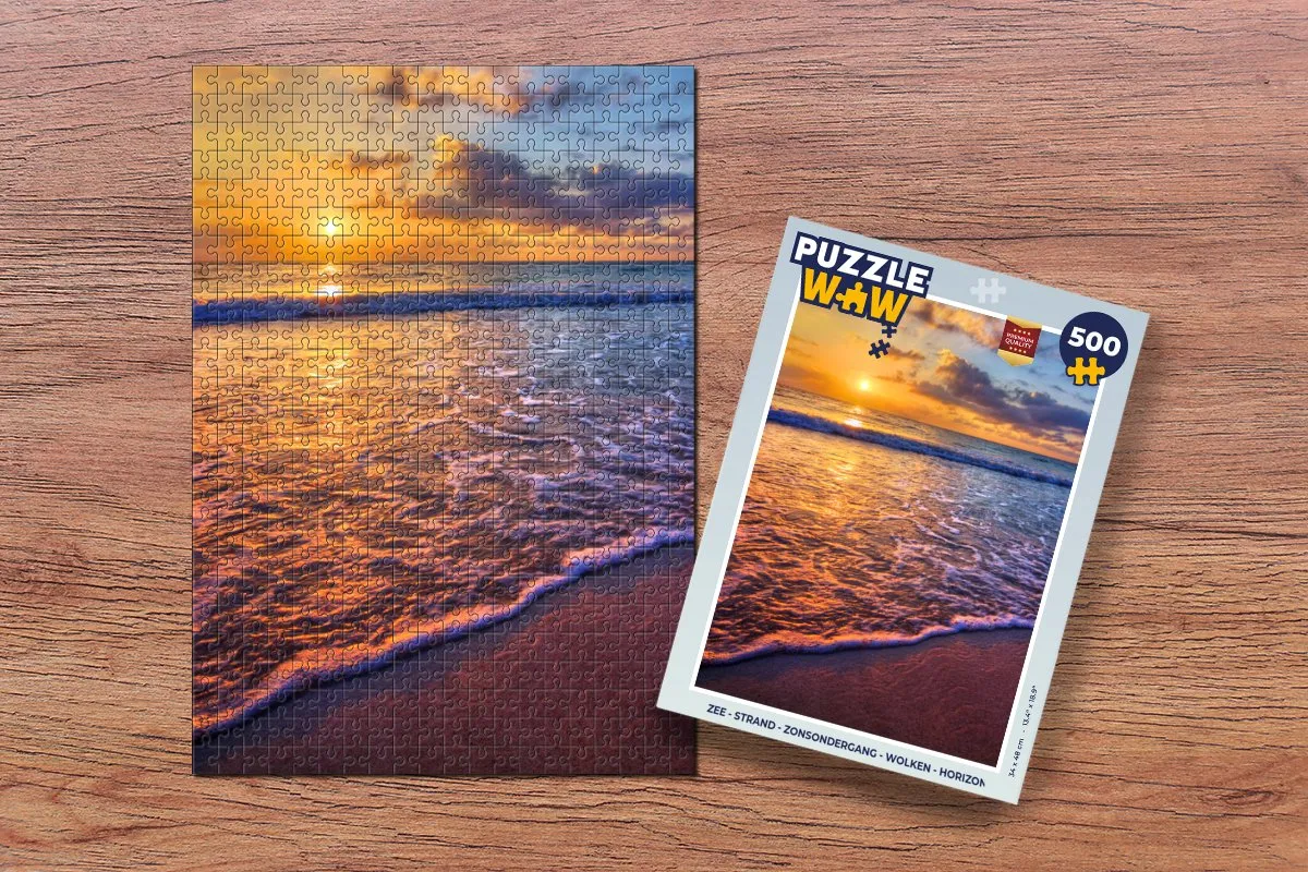 PuzzleWow Legpuzzel Zee - Strand Zonsondergang 500 Stuks - Multicolor