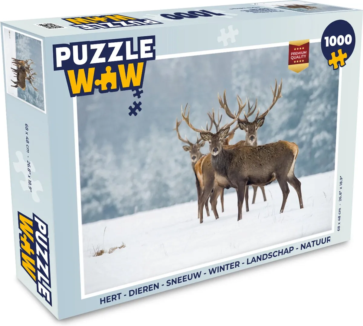 PuzzleWow Hert in Sneeuw Landschap - 1000 Stuks - Multicolor