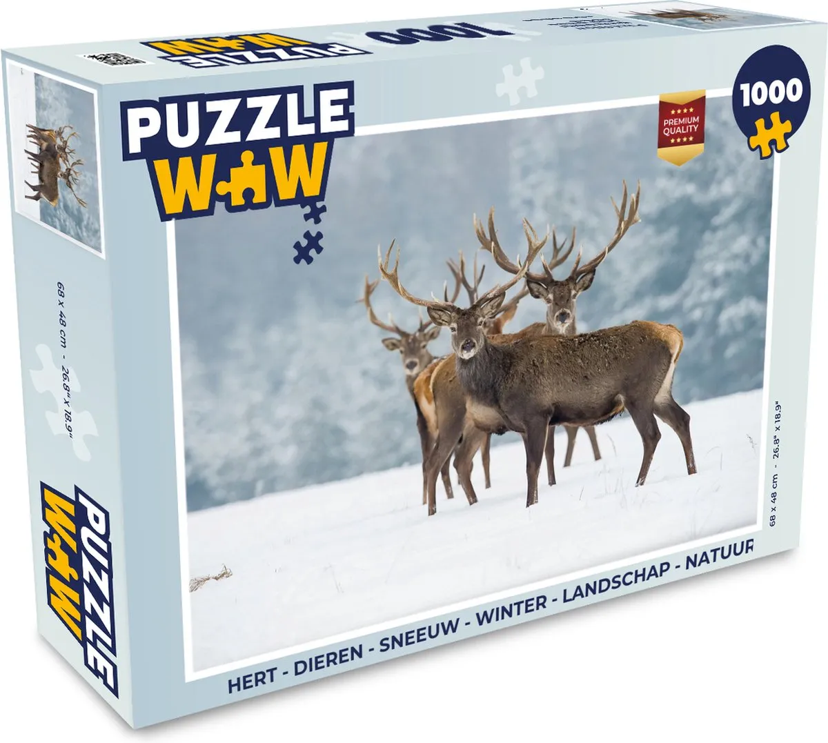 PuzzleWow Hert in Sneeuw Landschap - 1000 Stuks - Multicolor