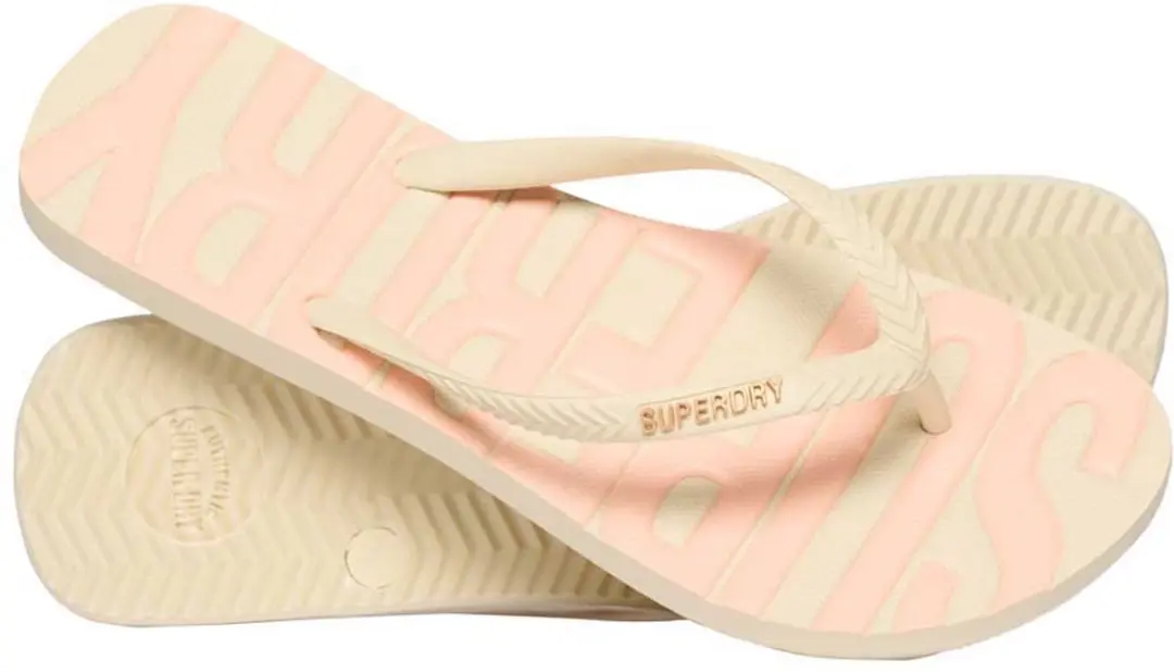 Superdry Core Logo Kinderenlippers Dames - 40/41 - Rice White/Coral
