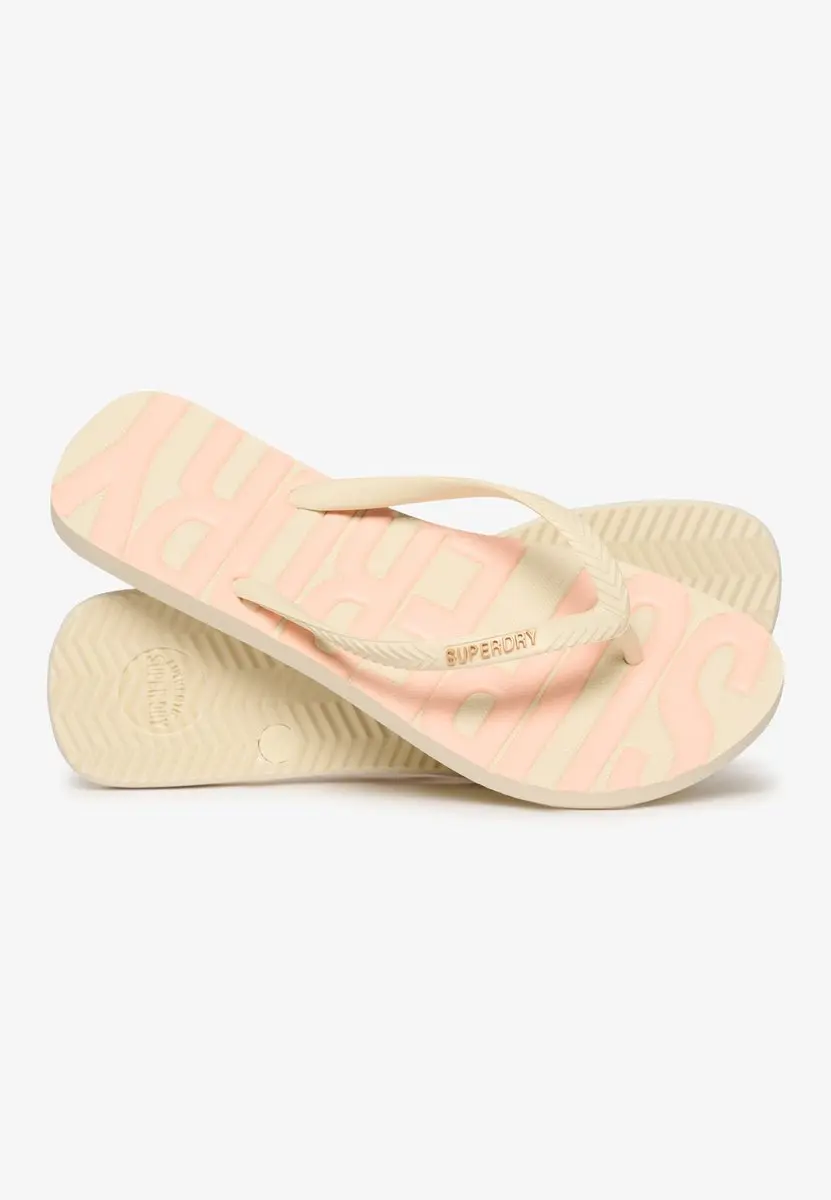Superdry Core Logo Kinderenlippers Dames - 40/41 - Rice White/Coral