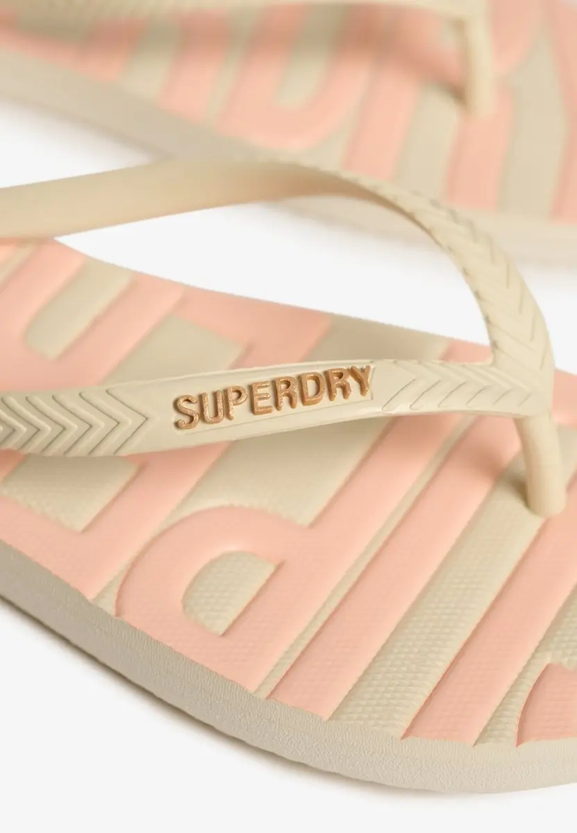 Superdry Core Logo Kinderenlippers Dames - 40/41 - Rice White/Coral