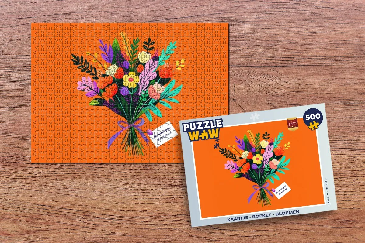 PuzzleWow Bloemen Kaartje Legpuzzel 500 Stuks - Oranje
