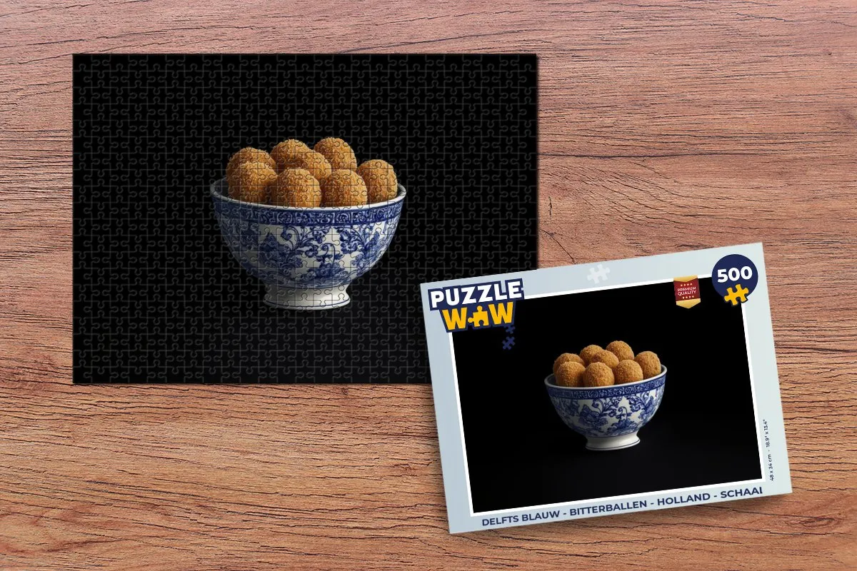 PuzzleWow Delfts Blauw Bitterballen Legpuzzel 500 Stuks