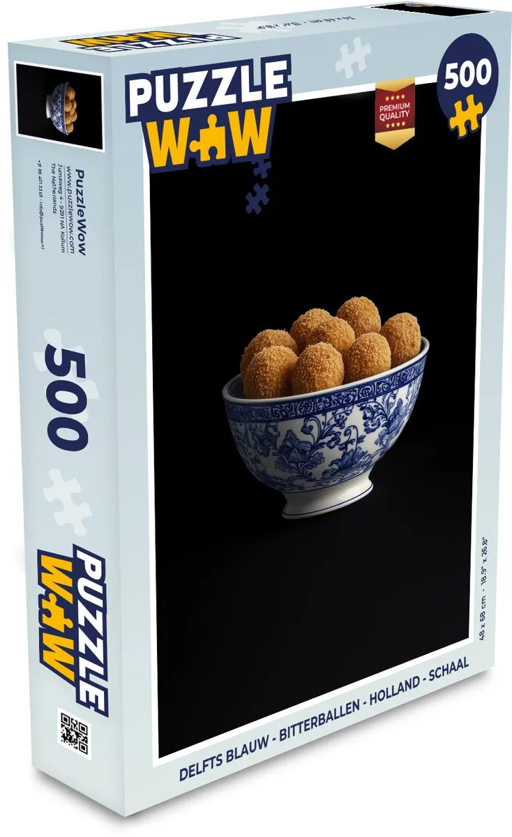 PuzzleWow Delfts Blauw Bitterballen Legpuzzel 500 Stuks