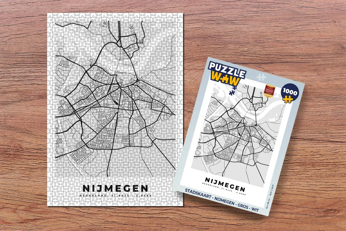 PuzzleWow Stadskaart Nijmegen Legpuzzel 1000 Stuks - Multicolor