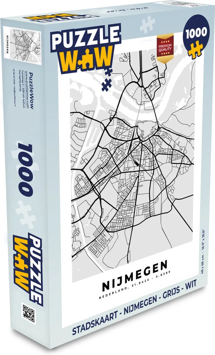 PuzzleWow Stadskaart Nijmegen Legpuzzel 1000 Stuks