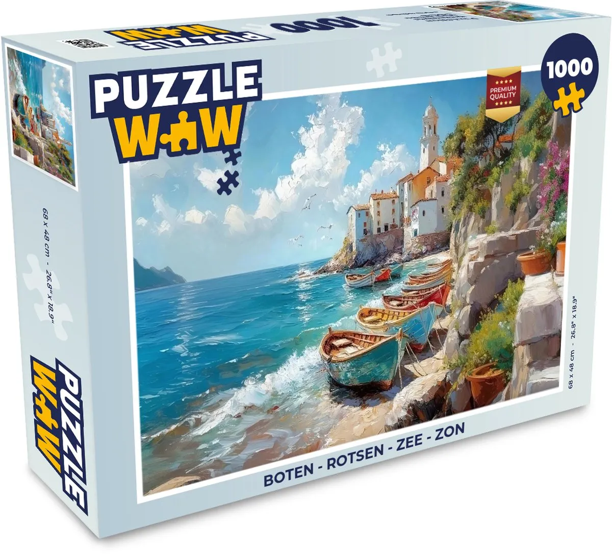 PuzzleWow Legpuzzel 1000 Stuks - Boten, Zee & Rotsen