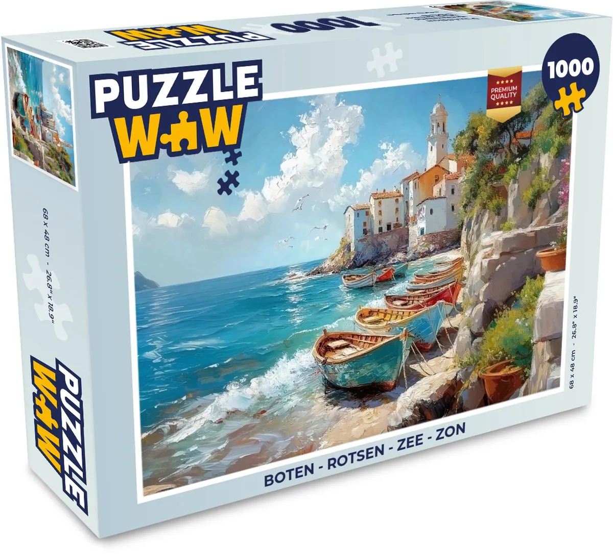 PuzzleWow Legpuzzel 1000 Stuks - Boten, Zee & Rotsen