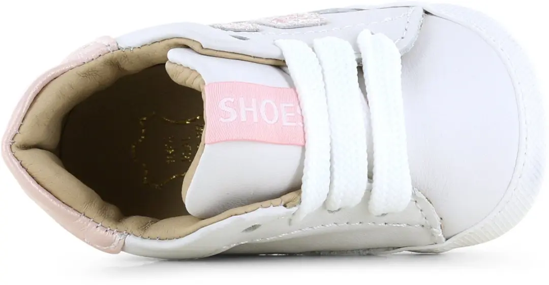 Shoesme BABY-PROOF Veterschoenen 19 - Wit-Roze Glitter - afbeelding 4 van 6