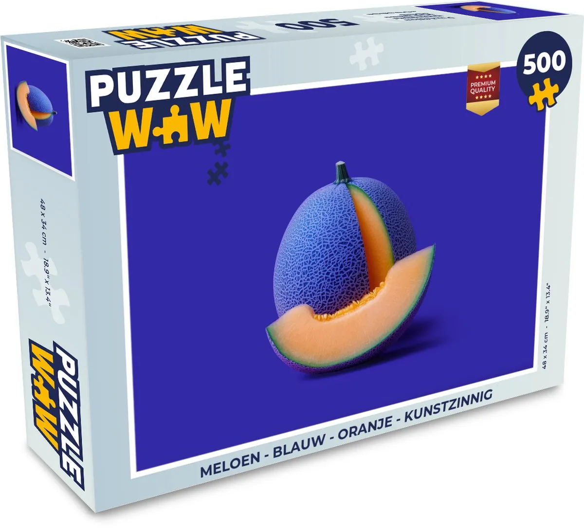 PuzzleWow Meloen Legpuzzel 500 Stuks - Blauw/Blauw