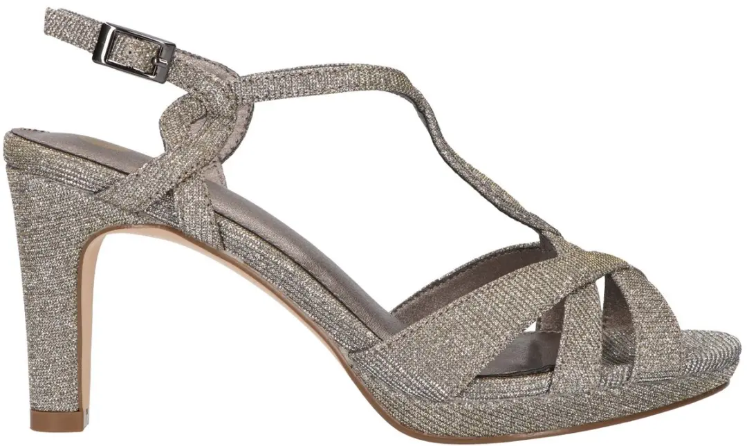 La Strada Sandaal Pewter Glitter Textiel