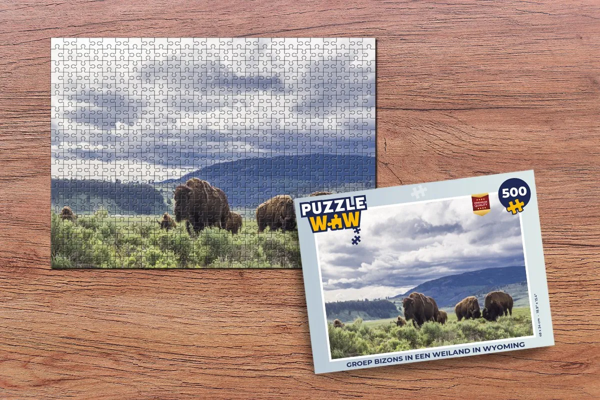 PuzzleWow Wyoming Bizon Weiland Legpuzzel 500 Stuks - Multicolor
