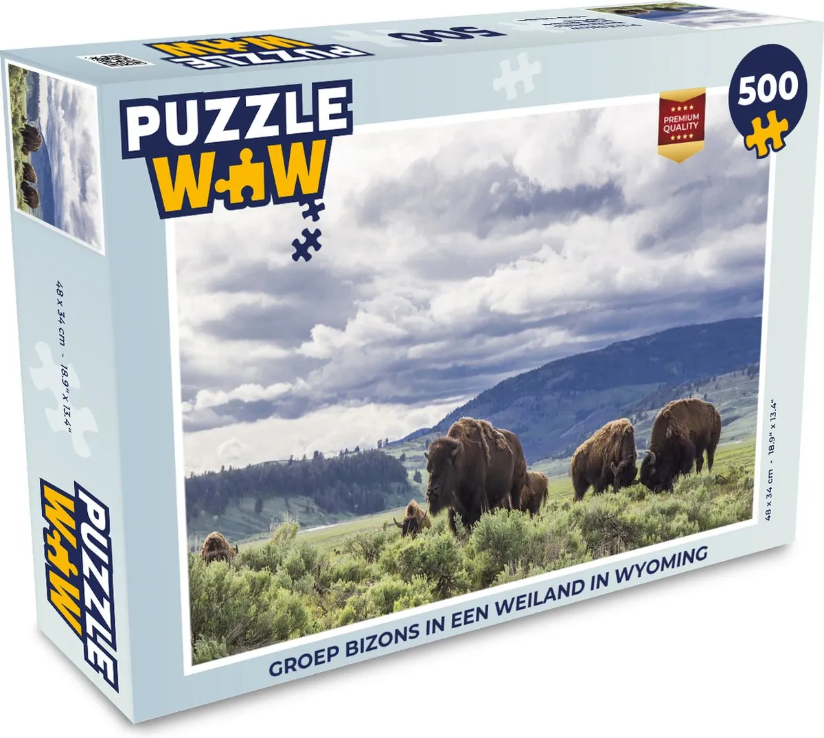 PuzzleWow Wyoming Bizon Weiland Legpuzzel 500 Stuks