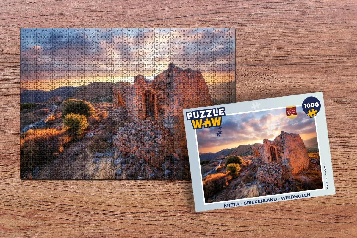 PuzzleWow Kreta Windmolen Legpuzzel 1000 Stuks - Multicolor