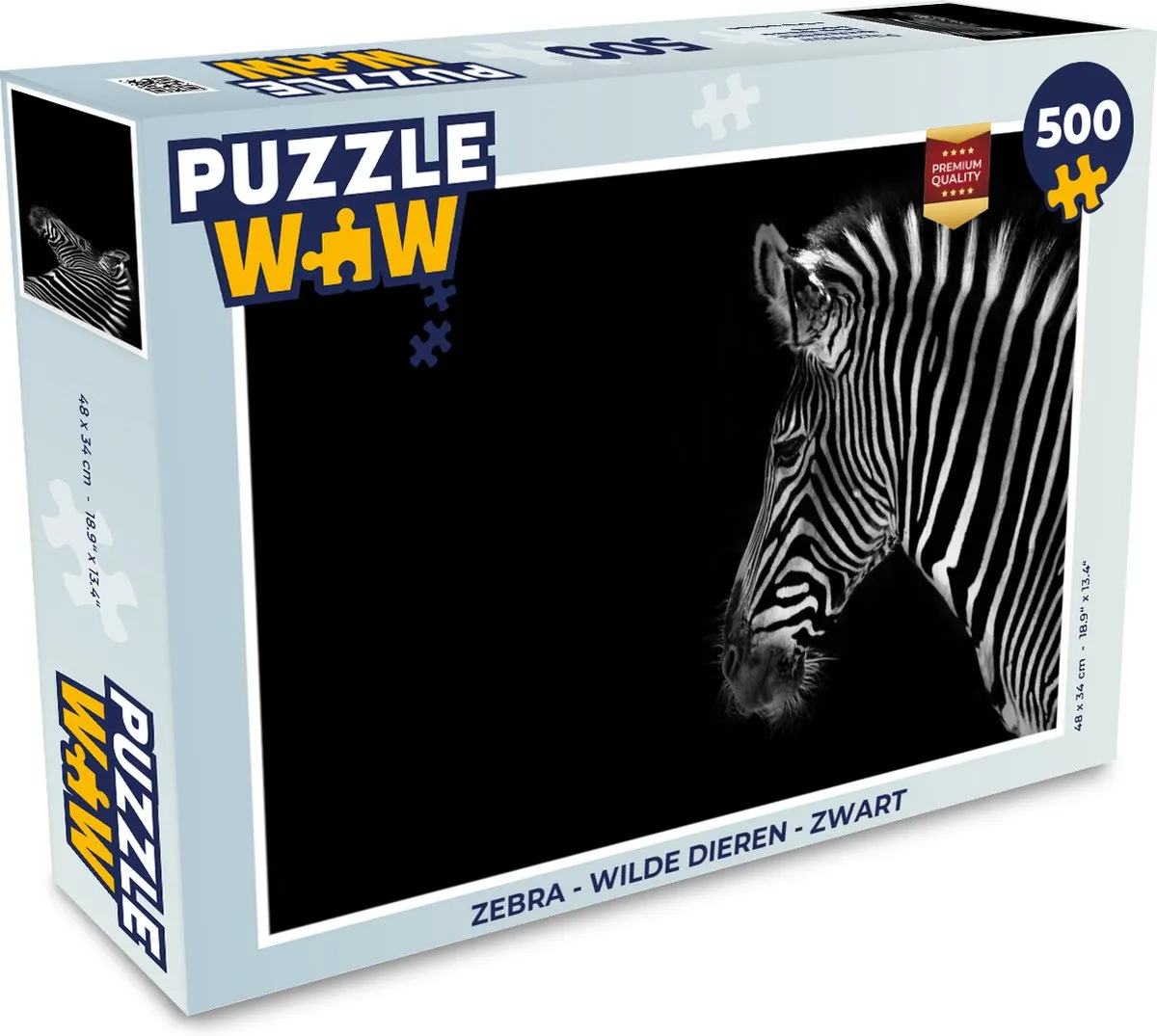 PuzzleWow Zebra Wilde Dieren Legpuzzel 500 Stuks - Multicolor