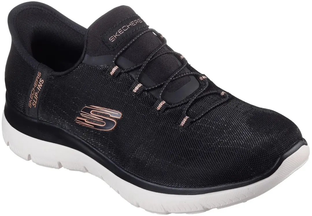 SKECHERS Dames Slip-Ins Summits Classy Night Sneaker 150128 BKRG Black Rose Gold