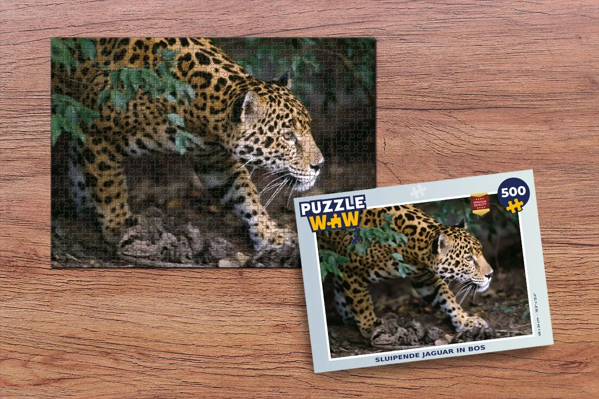 PuzzleWow Legpuzzel Sluipende Jaguar 500 Stuks - Multicolor