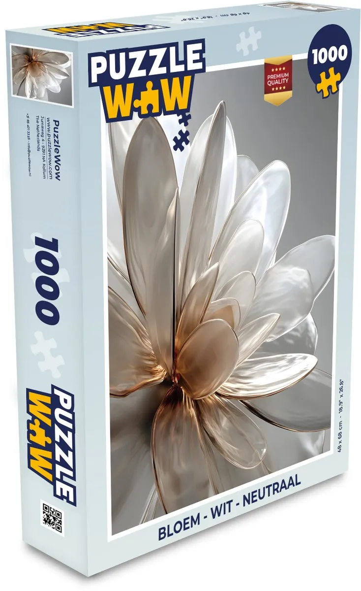 PuzzleWow Bloem Legpuzzel 1000 Stuks - Wit