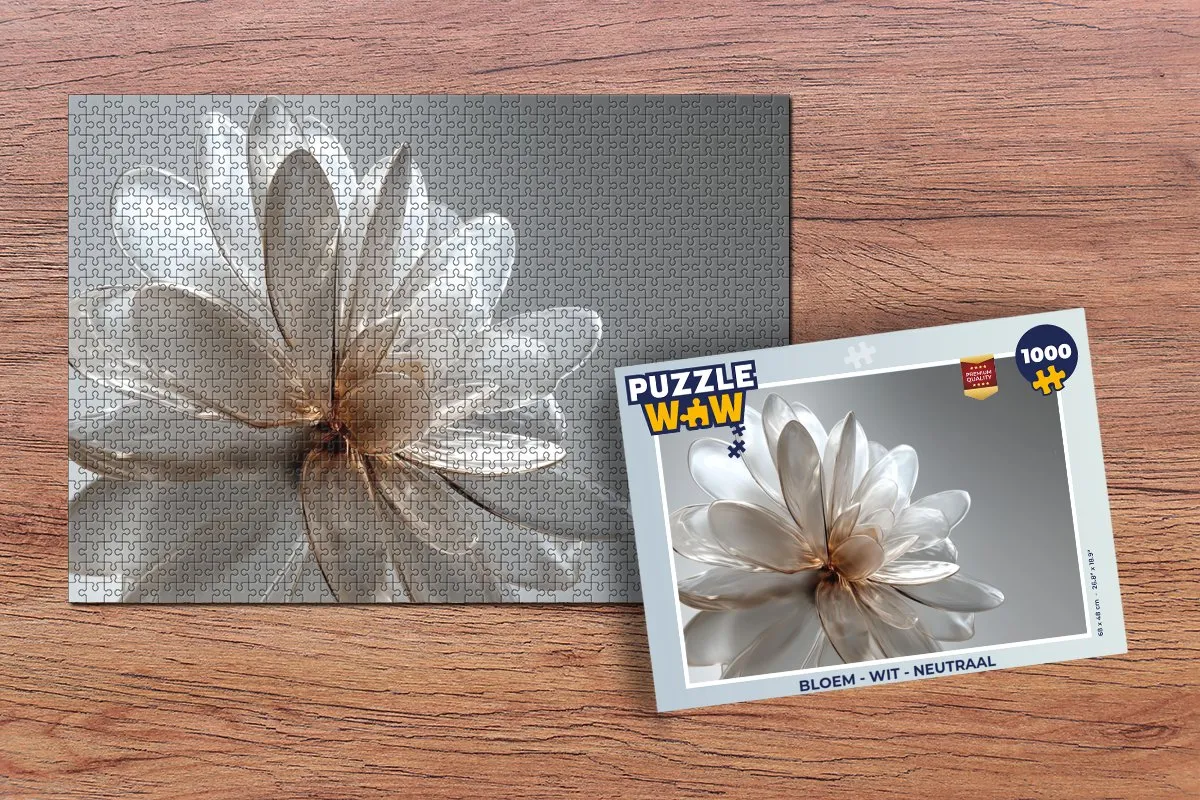 PuzzleWow Bloem Legpuzzel 1000 Stuks - Wit
