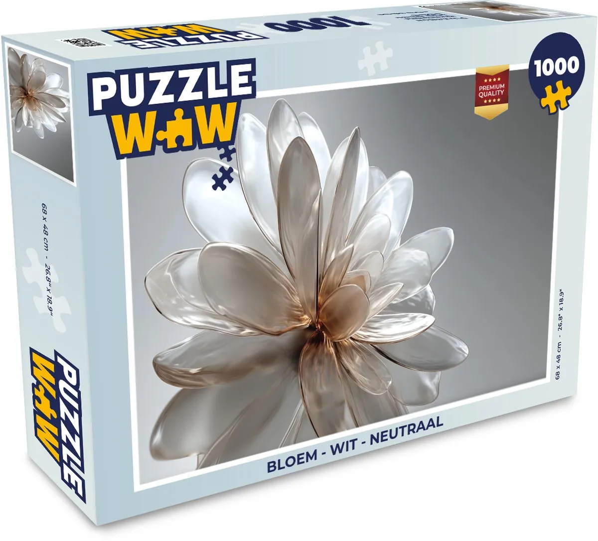 PuzzleWow Bloem Legpuzzel 1000 Stuks - Wit