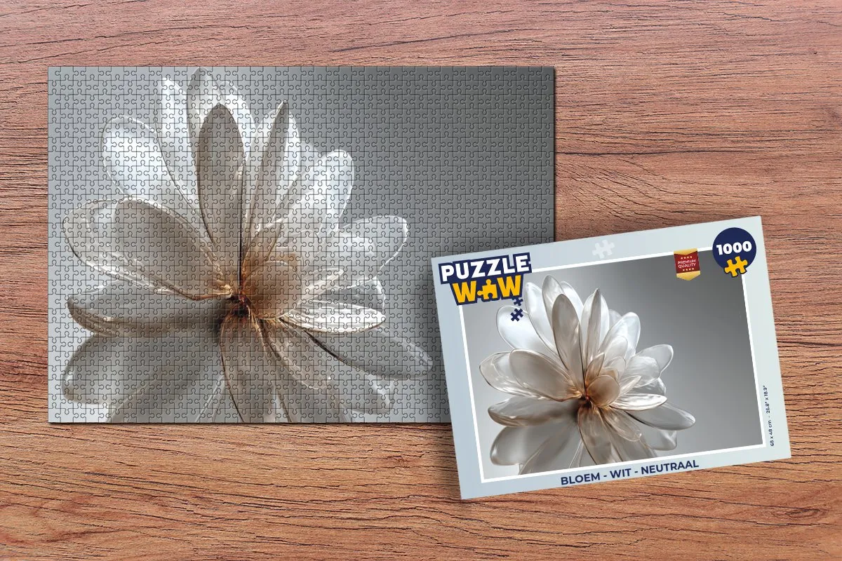 PuzzleWow Bloem Legpuzzel 1000 Stuks - Wit