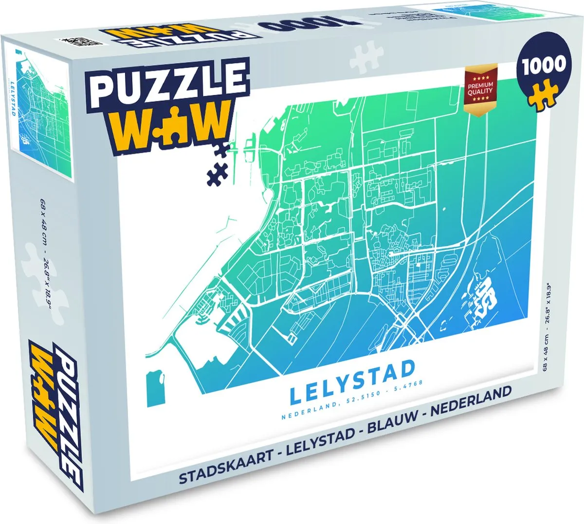 PuzzleWow Stadskaart Lelystad Legpuzzel 1000 Stuks