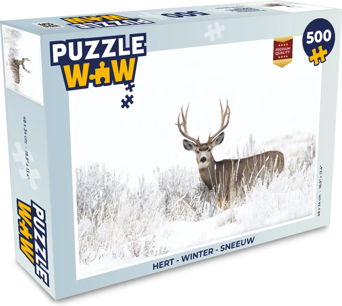 PuzzleWow Hert Winter Sneeuw Dieren Legpuzzel 500 Stuks