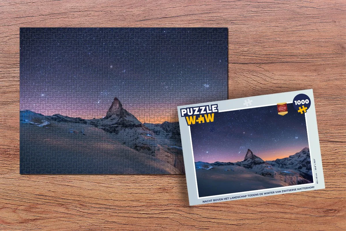 PuzzleWow Legpuzzel 1000 Stuks Matterhorn Winter - Multicolor