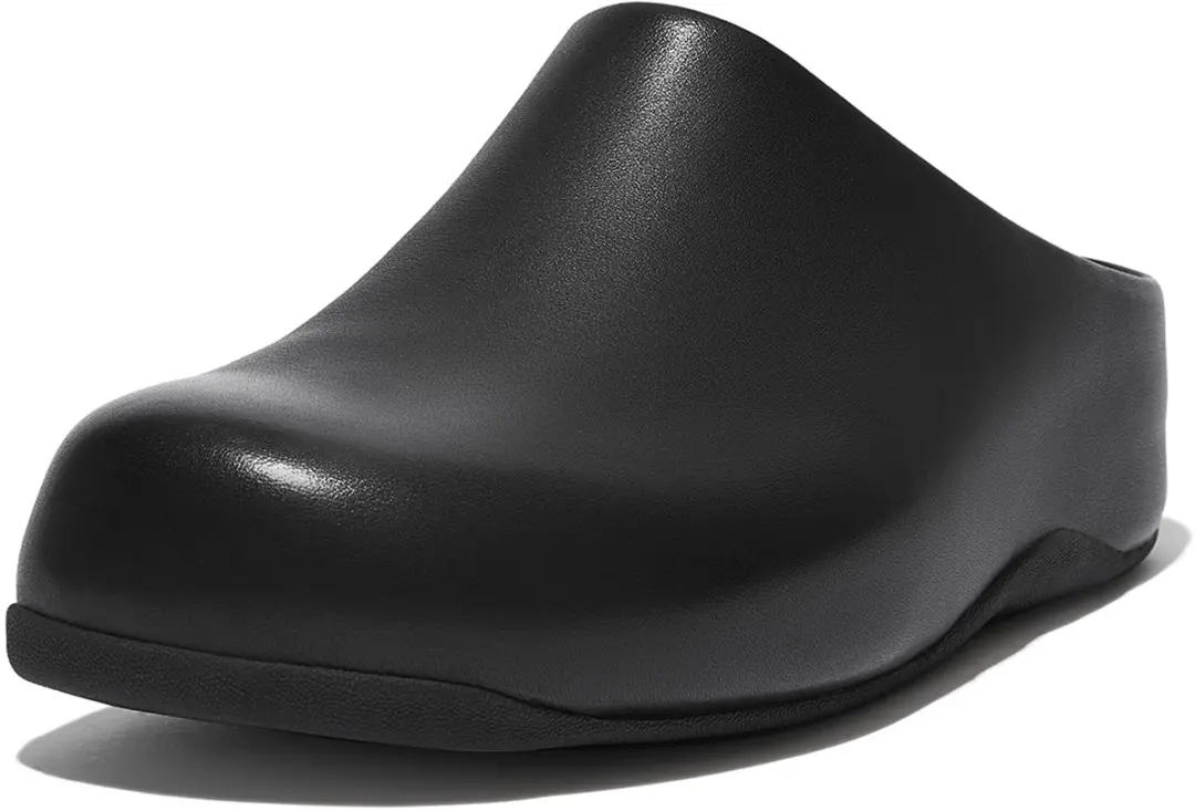 FitFlop Shuv Leren Pantoffels/Sloffen ZWART